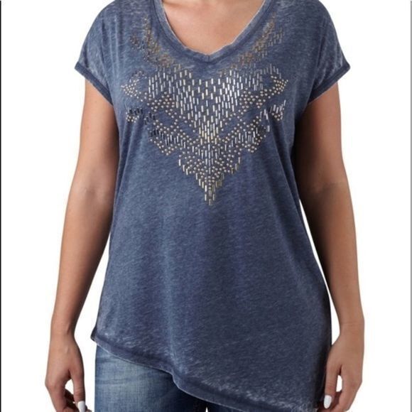Seven7 Asymmetrical Embellished Tee - Picture 1 of 5